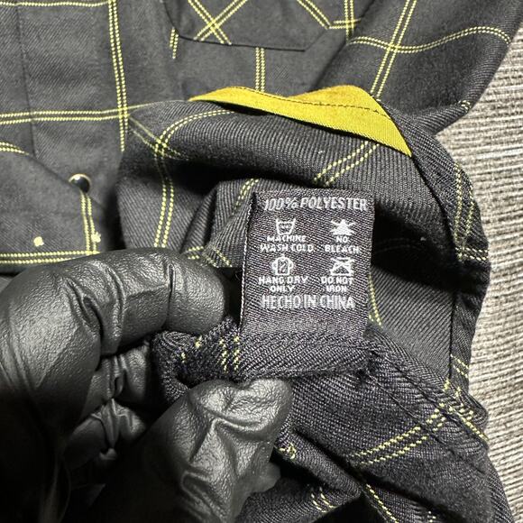 Dixxon Flannel Shirt Men's L Black Yellow Long Sleeve Button Up Stay Gold - Picture 10 of 13